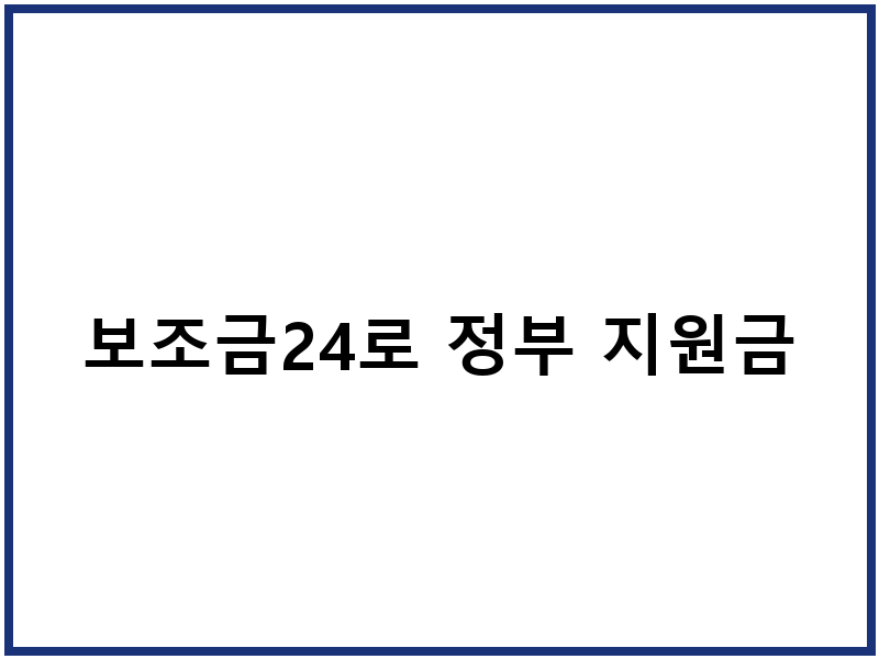 보조금24로 정부 지원금