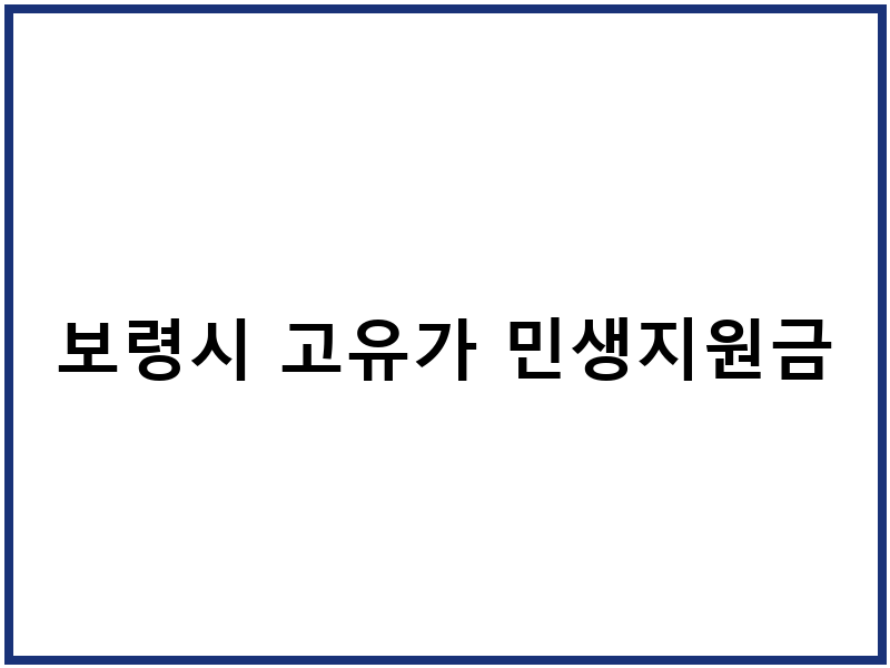 보령시 고유가 민생지원금