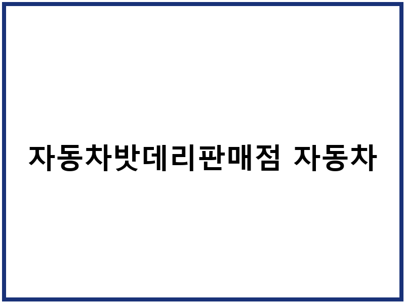 자동차밧데리판매점 자동차