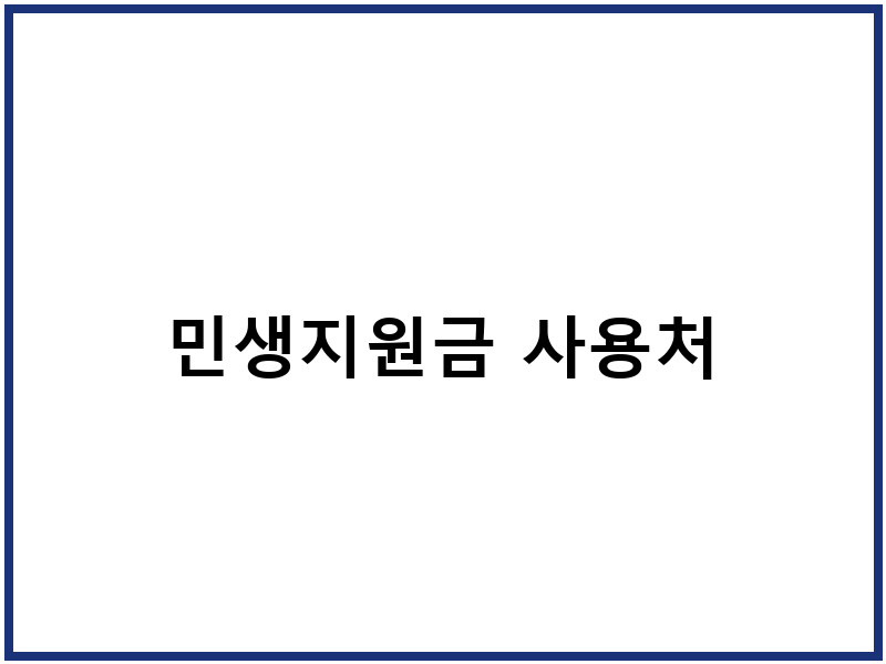 민생지원금 사용처