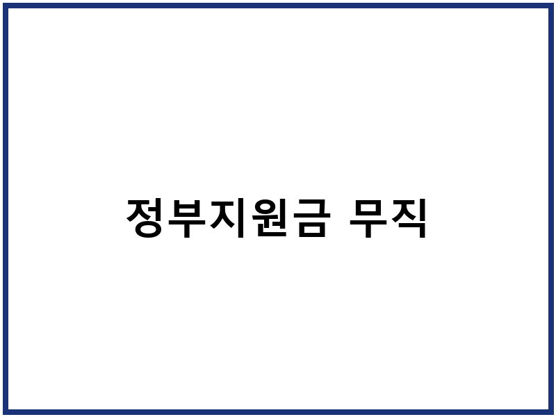 정부지원금 무직